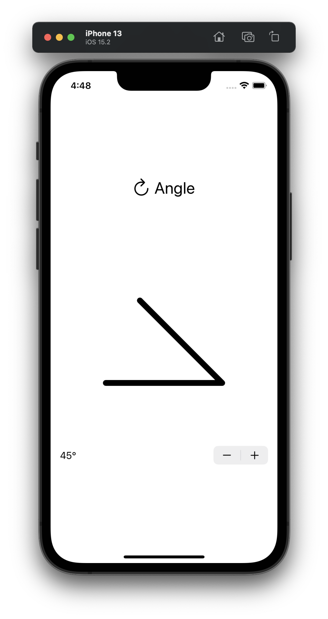 Screenshot showing angle input control